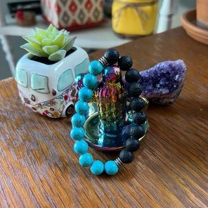 Lava rock and Turquoise Bracelet